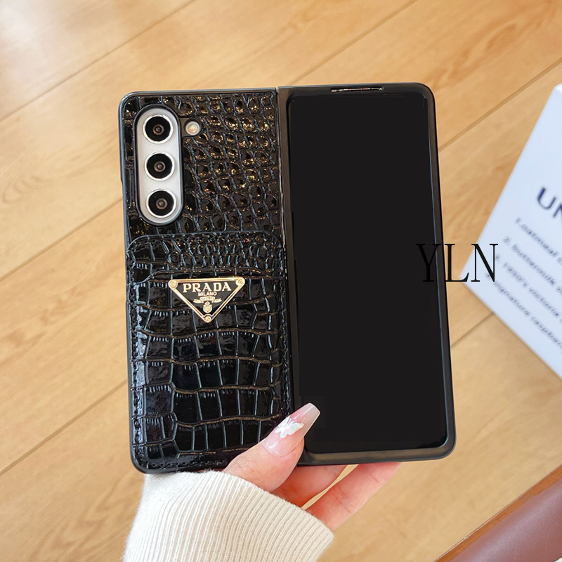 Ốp điện thoại gập lưng gấp thiết kế tối giản sang trọng cao cấp cho Samsung Galaxy Z Fold 2 3 4 5 6 7 Vỏ cổ điển độc đáo cho Z Fold7 Với giá đỡ thẻ sang trọng Vỏ bảo vệ chống sốc