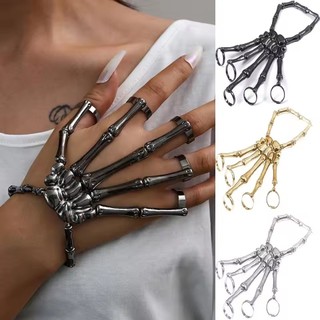 Vòng tay xương phóng đạipunk và thiết kế Halloween độc đáo