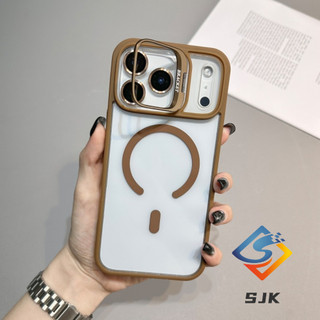 Ốp điện thoại từ tính Acrylic trong suốt có chân đế máy ảnh kim loại iPhone 17 Pro Max 17Air ip 16 15 14 13 12 11 Pro Max 14 / 15 / 16Plus Vỏ bảo vệ