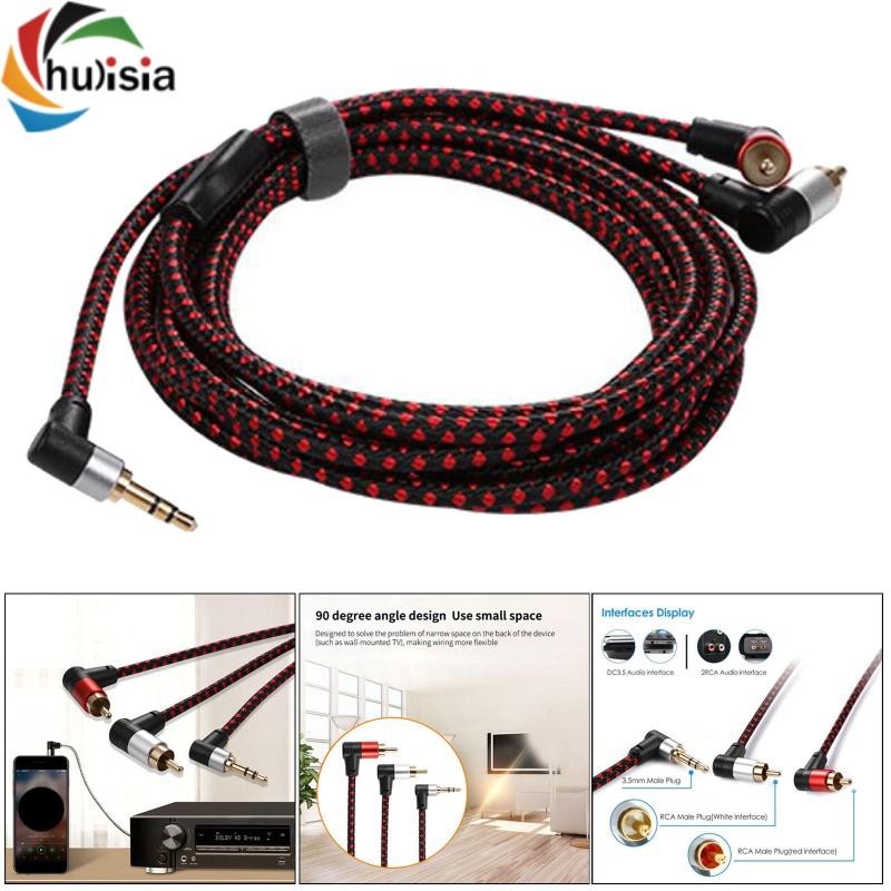 chulisia Cáp âm thanh nam 90 độ 3,5 mm đến 2 RCA Y Splitter Dây cáp chuyển đổi