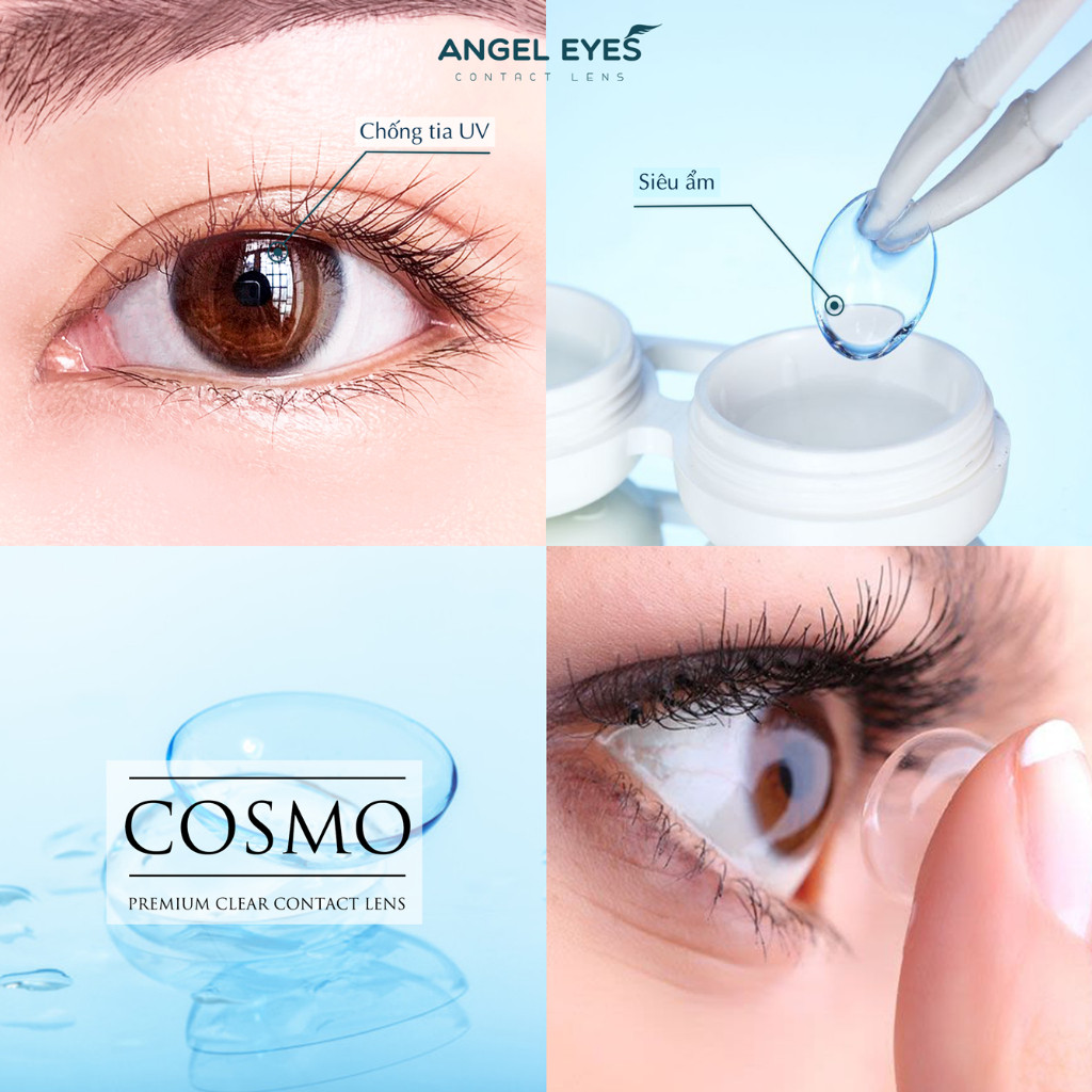 Lens trong suốt cận Angel Eyes Cosmo có độ từ 0 đến 15 độ, dòng kính áp tròng cận trong suốt có độ phù hợp