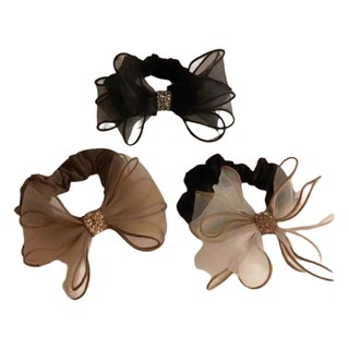 MIKYCO Scrunchies lưới organza có kim cương giả - Phụ kiện tóc thời trang dành cho nữ và bé gái