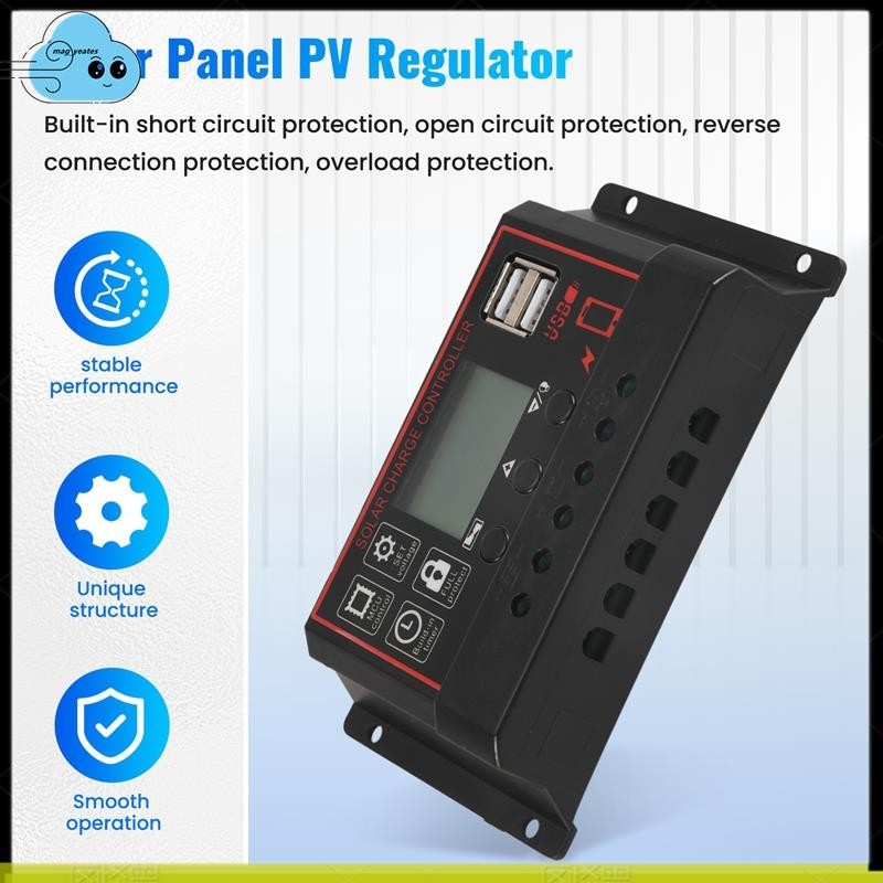 Bộ điều khiển sạc 100A cho pin mặt trời, màn hình LCD, 12V 24V, kèm cổng USB