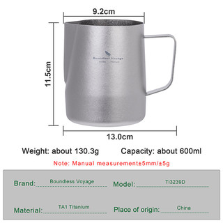 Boundless Voyage Barista Sữa Bình Nhẹ Titan Latte Art Cup có vòi tròn Cà phê tạo bọt Bình hấp