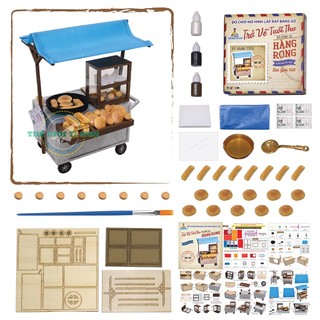 Mô hình gỗ tự lắp ráp DIY- Thế Giới Tí Hon- Hàng Rong- XE BÁNH BÒ BÁNH TIÊU - HR07 (Sản phẩm không kèm keo)