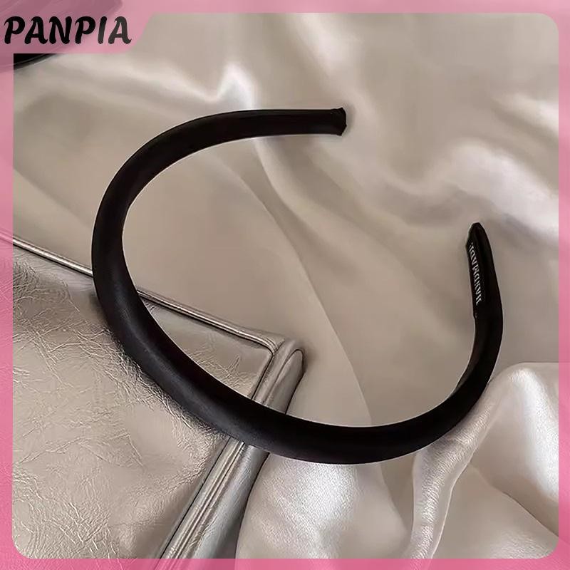 PANPIA-Vintage Màu Kem Băng Đô Quấn Tóc Lụa Satin Mũ Đội Đầu Cho Nữ Bé Gái Thời Trang Tóc Vòng Đầu Phụ Kiện Tóc