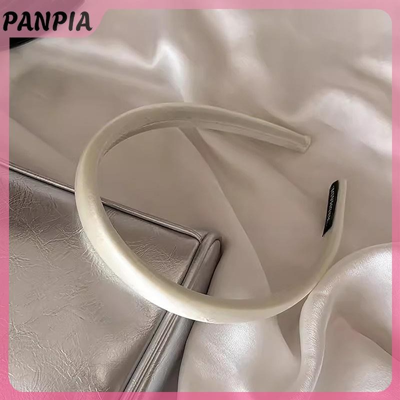 PANPIA-Vintage Màu Kem Băng Đô Quấn Tóc Lụa Satin Mũ Đội Đầu Cho Nữ Bé Gái Thời Trang Tóc Vòng Đầu Phụ Kiện Tóc