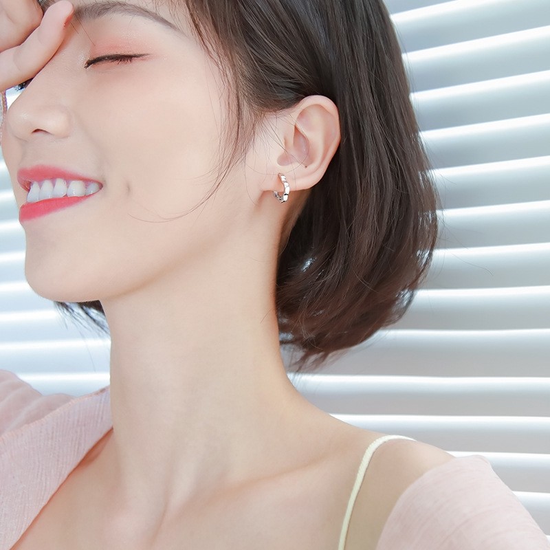 Bông tai hoa bạc, trang sức nữ dễ thương, phong cách đơn giản