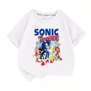 Sonic the Hedgehog Hoạt Hình Trẻ Em Mùa Hè Áo Thun Bé Trai Bé Gái Tay Ngắn Playwear Trang Phục Hợp Thời Trang