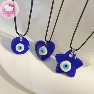 Moonlights Devil 's Mặt Dây Chuyền Vòng Cổ Dành Cho Nữ Trái Tim Ngôi Sao Tròn Kính Xanh Ten Xương Đòn Dây Chuyền Vintage Phụ Kiện Trang Sức EN