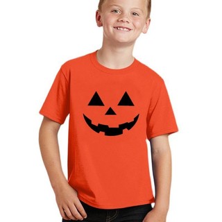 Áo thun trẻ em Halloween in hình bí ngô cười Trang phục ngắn tay ma quái cho bé trai bé gái