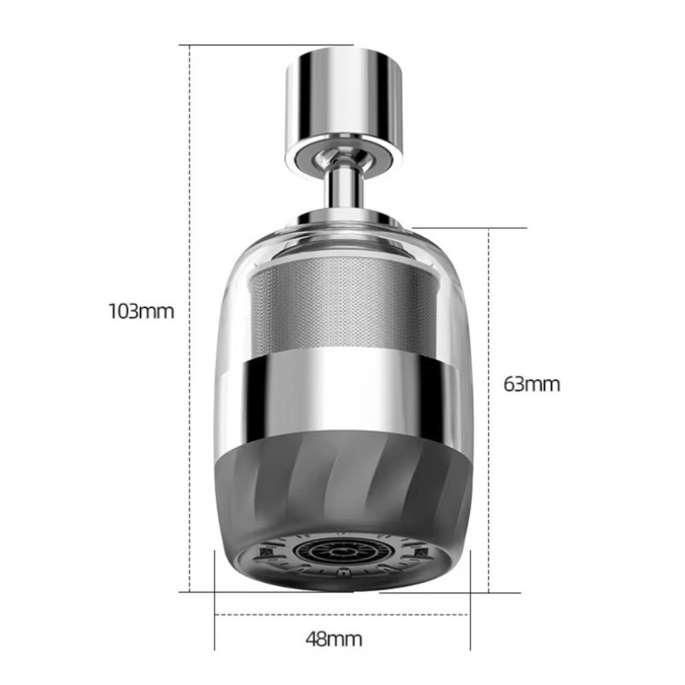 Bộ mở rộng vòi bếp YMIFI, Bộ lọc phun nước lọc hai lớp 3 chế độ, Vòi phun nước bằng thép không gỉ 360° Vòi lọc nước xoay Bubbler Kitchen