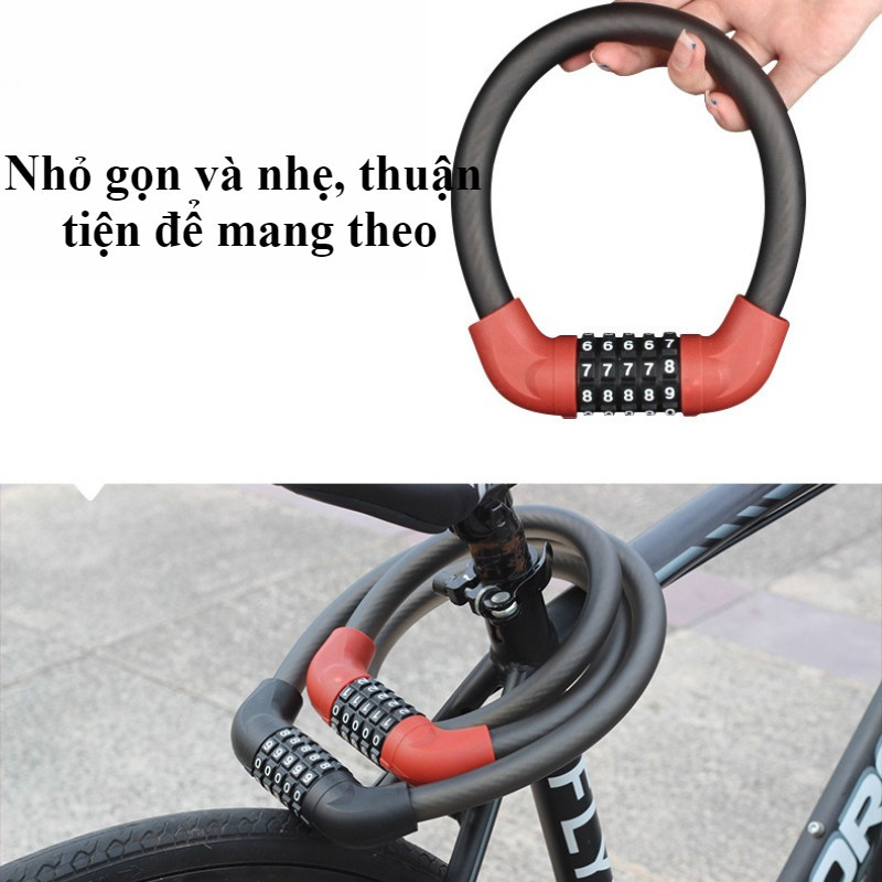 40/60cm Khóa Xe đạp Dây Cáp 5 Số,Khóa mã chống trộm xe đạp,đổi Mật Khẩu Chống Trộm Hiệu Quả