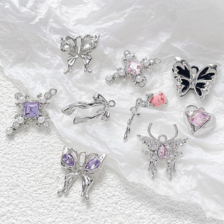 Ngọt Ngào Phong Cách Thoáng Mát Bướm Trái Tim Chữ Thập Punk Hoa Hồng Mặt Dây Chuyền diy Handmade Trang Sức Vòng Cổ Đính Hạt Phụ Kiện