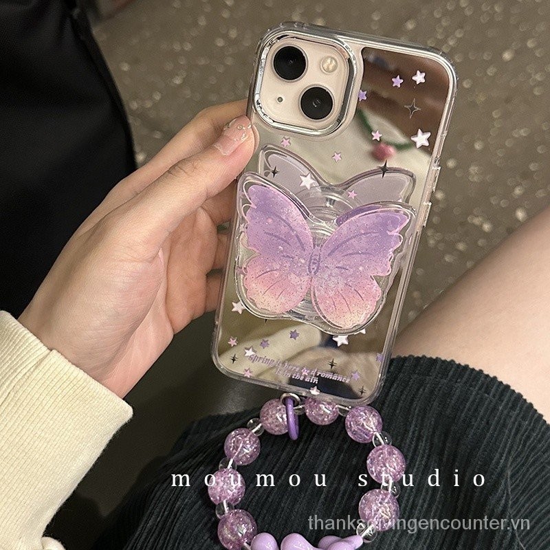 Huiwanju Moumou studio gương bướm thích hợp cho Apple 14 iPhone 13 vỏ điện thoại 12 promax girl CFMY
