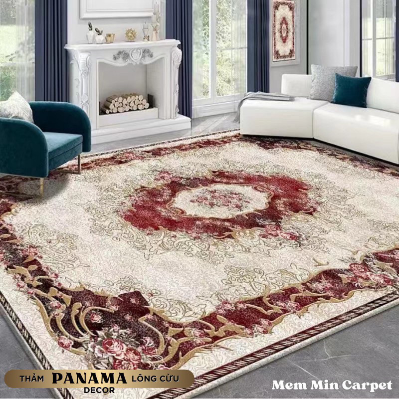 Thảm Panama Lông Cừu Cao Cấp 2mx3m-MemMinbedding Luxury Họa tiết sang chảnh, làm cho căn nhà thêm trang trọng, lịch sự
