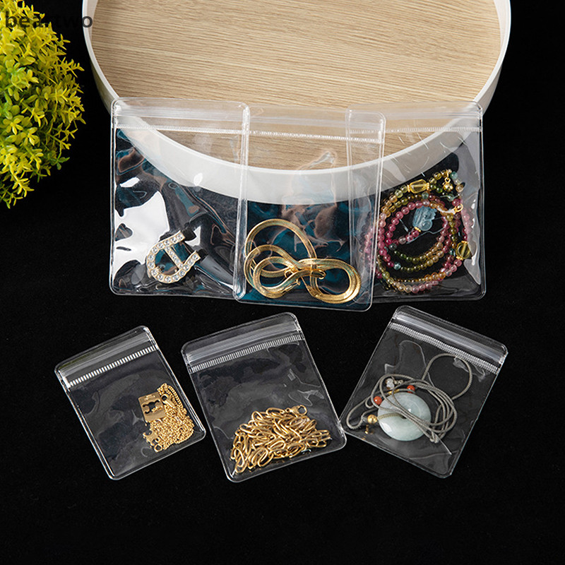 < Beartwo > 10 Chiếc Trang Sức Nhỏ Tự Dán Nhựa Zip Túi Trong Suốt PVC Túi Bảo Quản Trong Suốt Để Bảo Quản Vòng Tay Nhẫn Bông Tai Tổ Chức Đẹp