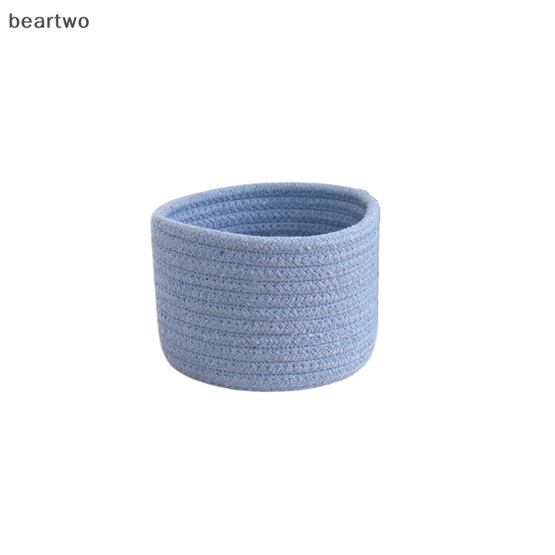 < Beartwo > Giỏ đựng đồ dệt bằng dây Cotton thủ công Máy tính để bàn Đồ lặt vặt Đồ chơi Comestics Keys Hộp đồ ăn nhẹ Đồ lặt vặt Sắp xếp Đẹp
