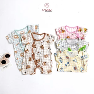 LPMom Bộ body ngắn tay nút chéo hoat tiết đáng yêu cho bé 3-9kg Gối BéBi SHOP