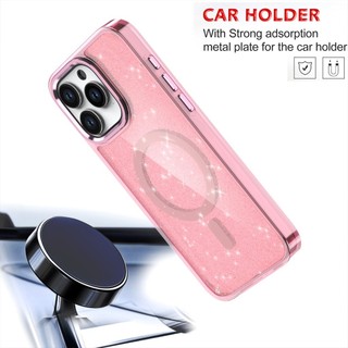 Ốp điện thoại Acrylic bóng cứng lấp lánh từ tính mạnh mẽ cho Samsung Galaxy A55 A15 A35 A05S A05 A25 S24 FE Ultra Plus S23 FE