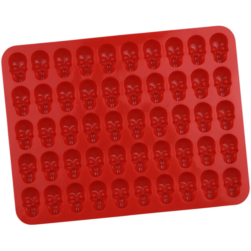 50 Lỗ Đầu Lâu Khuôn Silicon Khuôn Socola Halloween Chi Tiết Khuôn Tự Chế Lưới Đá Khuôn Niêm Phong Hạt Sáp Khuôn Fondant Khuôn Tự Làm Khuôn Nướng Bánh