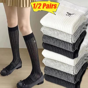 Tất Cotton Nơ - Tất Nơ Bắp - Phong Cách Ba Lê, Ngọt Ngào, Thời Trang - Siêu Mỏng, Mềm Mại, Thoải Mái, Lưới Thoáng Khí - Vớ Thêu Retro - Tất Rời Thường Ngày Hàng Ngày