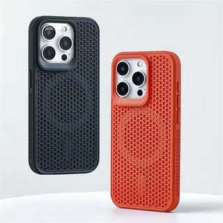 [JLK] Heat Dissipation Magnetic Case for iPhone 15 Pro Max 12 13 14 Plus Cooling Breathable Luxury Wireless Charging Cover