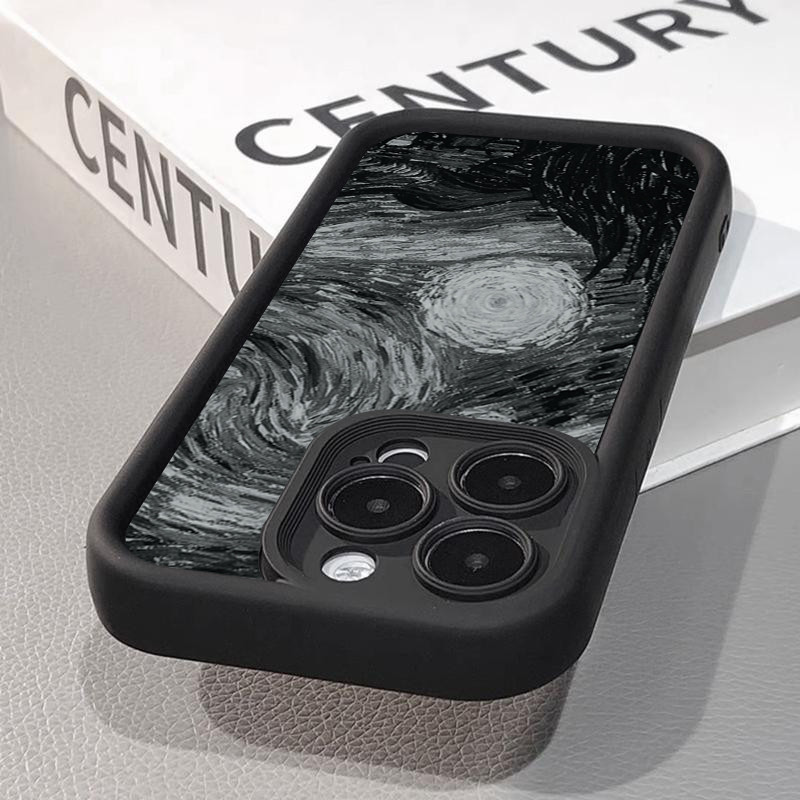 Dành Cho iPhone 15 Pro Max 11 13 14 12 Pro iPhone 7 8 Plus XS Max X XR 12 13 Mini SE2022 Đêm Đầy Sao Retro Bộ Sưu Tập Hộp CD Chống Sốc Matte Silicon Mềm