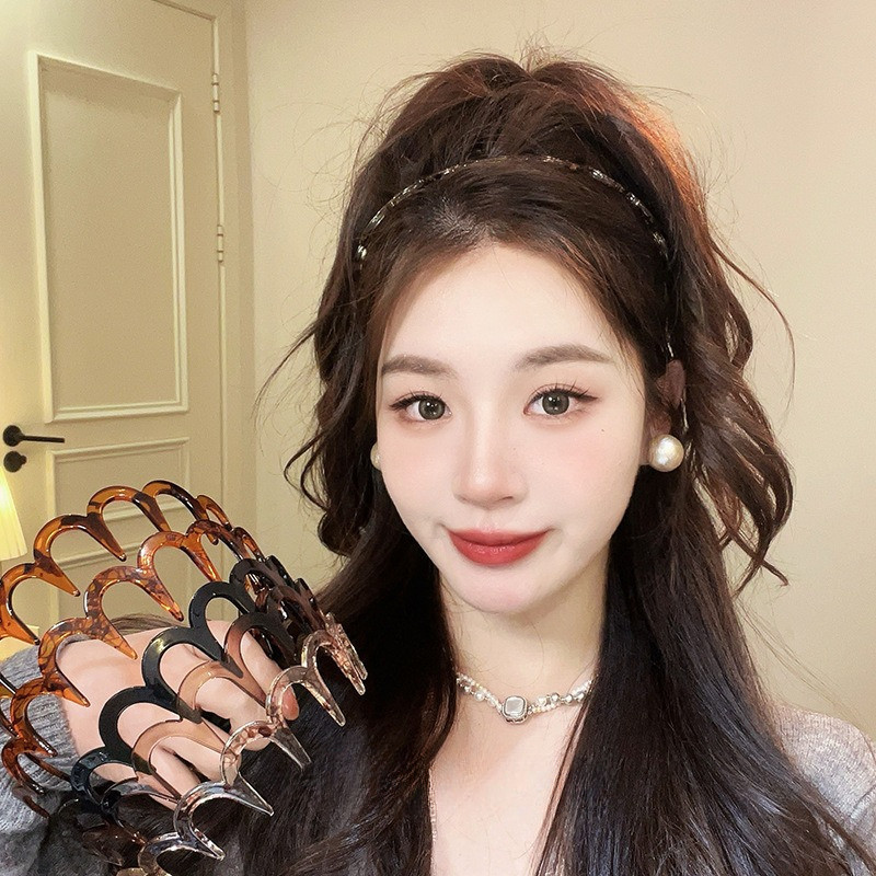 [Yunyuan] Băng đô gợn sóng có tóc răng dành cho nữ có tóc cao, Băng đô kẹp tóc đa năng để rửa mặt khi đi chơi 2024 Phong cách mới
