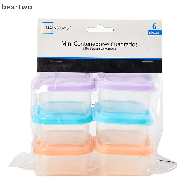 < Beartwo > 6 Hộp Đựng Vuông Có Nắp Hộp Nhựa Hộp Bảo Quản Nhà Bếp Đẹp
