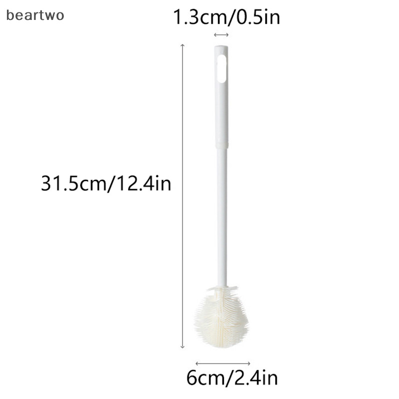 < Beartwo > Bàn chải làm sạch cốc Tay cầm dài Làm sạch chai sữa Silicone Cốc thủy tinh làm sạch gia đình Cốc cà phê trà đẹp