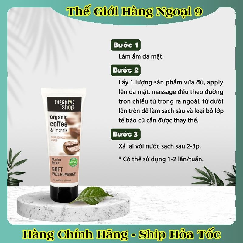 [DATE MỚI] Tẩy Tế Bào Da Chết Mặt, Body Cafe Organic Shop 75ml và 250ml của Nga
