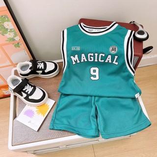(6m-15Y) Bộ Singlet Thể Thao Bóng Rổ 2 Chiếc Áo Vest Bóng Rổ Không Tay Trẻ Em Bộ Chữ Ma Thuật Số 9 Áo Thể Thao Nhanh Khô