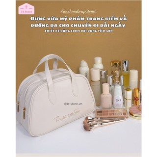 Túi đựng mỹ phẩm lớn 2 ngăn kéo hình thang da PU cao cấp Twinkle little star