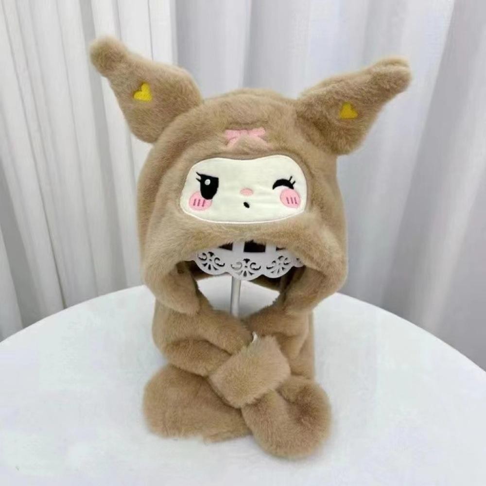 Mũ họa tiết kuromi nháy mắt cho bé kèm khăn quàng cổ và giữ ấm tai