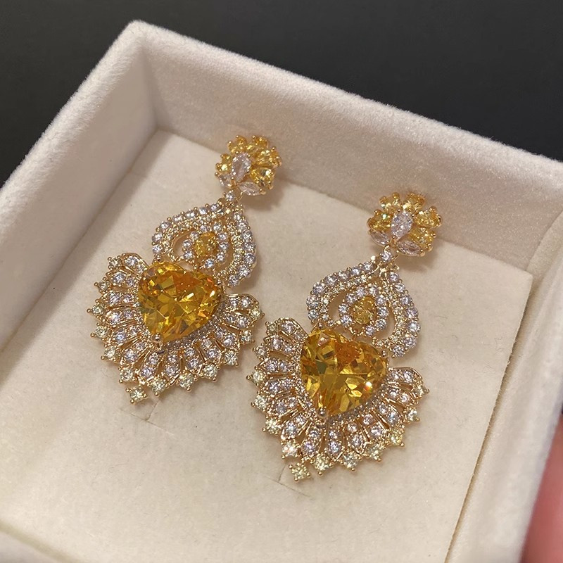 Bông tai hình quạt Zircon phong cách mới Bông tai thời trang khí chất sang trọng