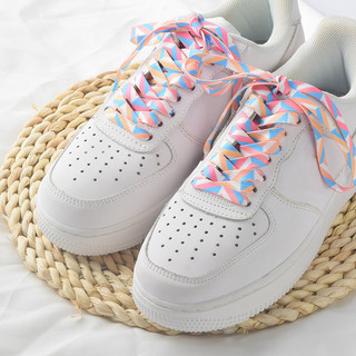 Dây Giày Đế Bằng Cho Giày Thể Thao Gradient Cầu Vồng Kem Dây Giày Vải Cao Cấp Giày Tennis Cho Nữ Dây Giày