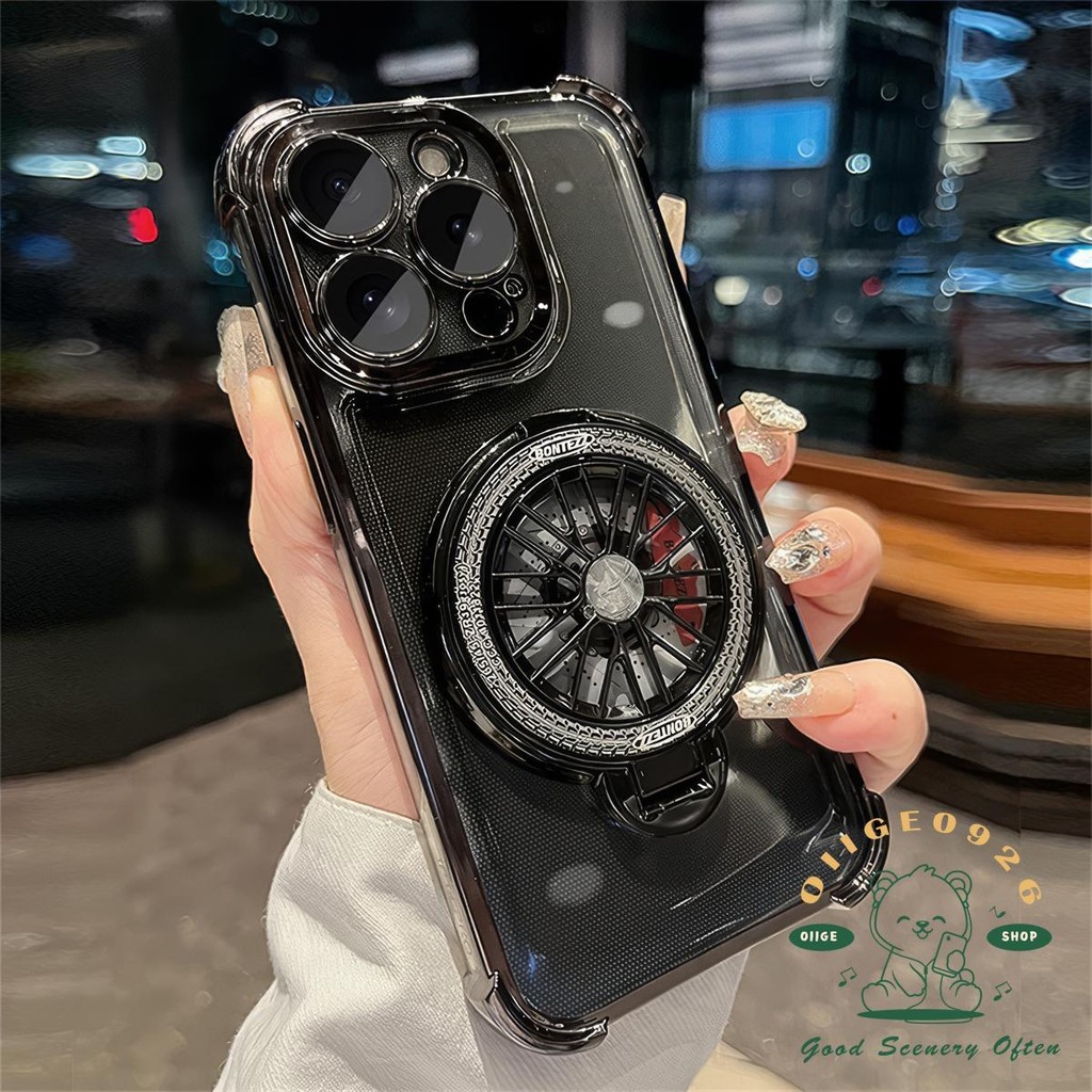 【 Ốp lưng iphone16 】 Mạ giá đỡ con quay hồi chuyển chống rơi Vỏ điện thoại iphone16 Pro MAX 15 14 13 12 11 cho vỏ iPhone XR / XS MAX Vỏ mềm silicon TPU chống sốc
