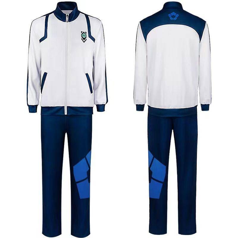 Bluelock Zip Up Áo khoác nam dáng rộng vừa vặn dài tay Cosplay Đồ thể thao Bộ đồ thể thao Đồng phục đi học Áo nỉ
