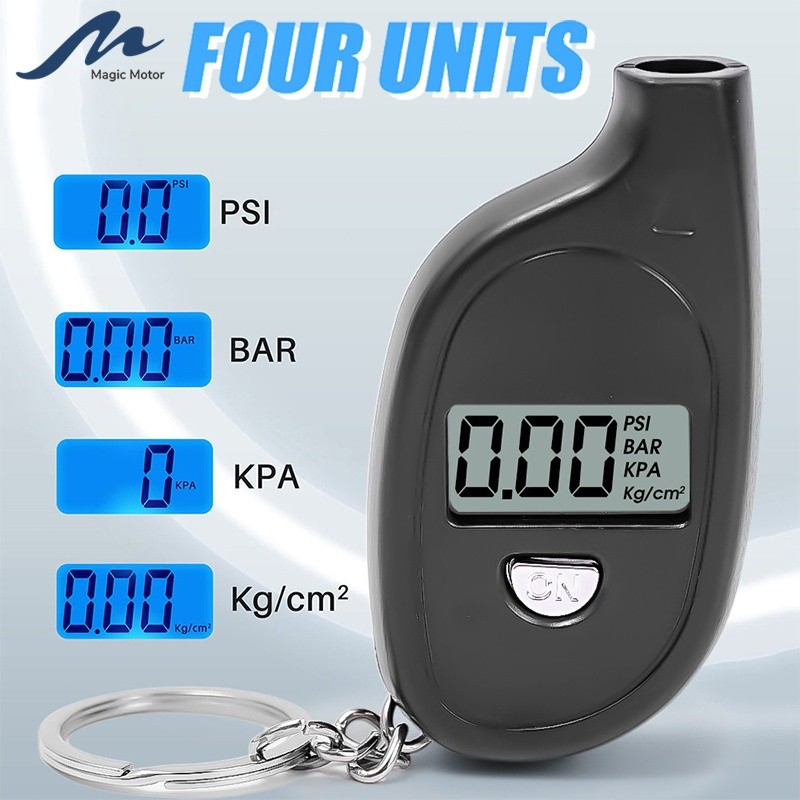 Máy đo lốp LCD Mini Máy đo áp suất kỹ thuật số Dụng cụ TPMS Xe đạp ô tô Động cơ Máy kiểm tra áp suất lốp Bộ chuyển đổi kiểm tra áp suất không khí