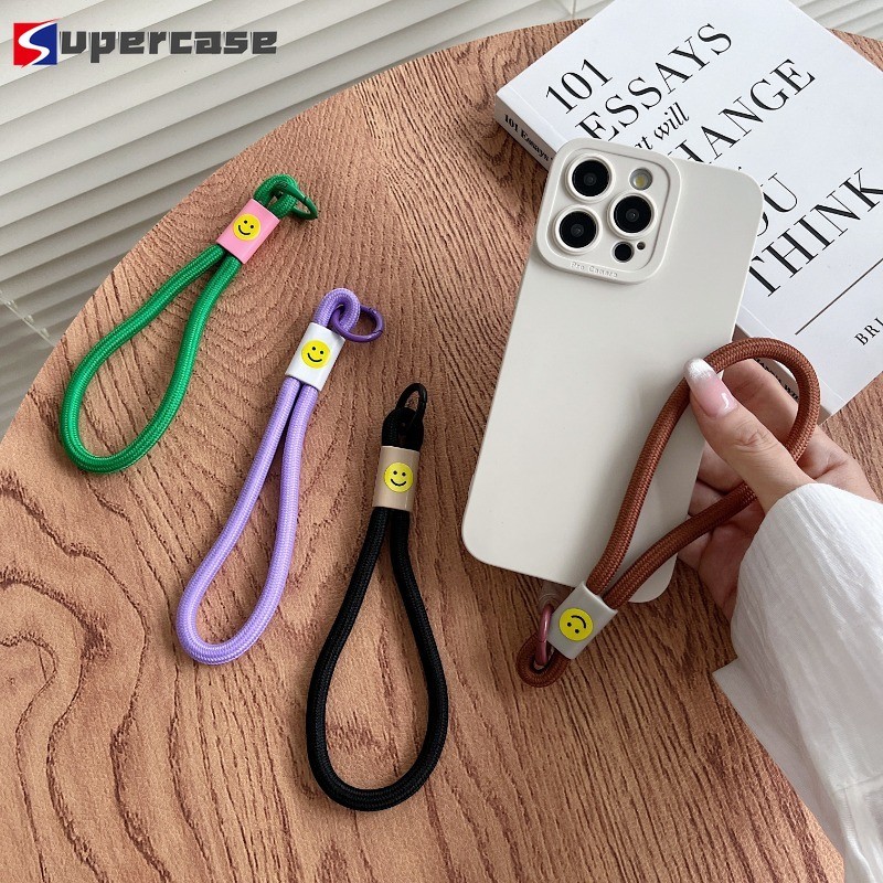 Đơn Giản Bím Tóc Điện Thoại Ngắn Dây Dopamine Nhiều Màu Sắc Mặt Cười Nhãn Dây Ngoài Trời Đa Năng Chống Mất Vỏ Điện Thoại Di Động Dây Buộc