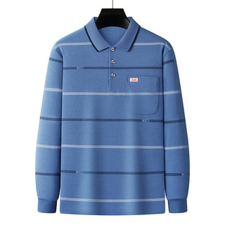 Áo phông dài tay cho bố Áo polo thường ngày trung niên trang phục mùa thu cho nam Áo Cotton cổ bẻ-CXPL