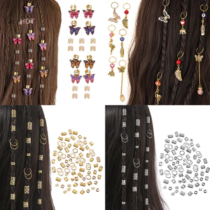 Julyhot Nhẫn tóc Dreadlock có thể điều chỉnh, kẹp tóc bím bẩn, hạt phụ kiện tóc, mũ nón cho nữ