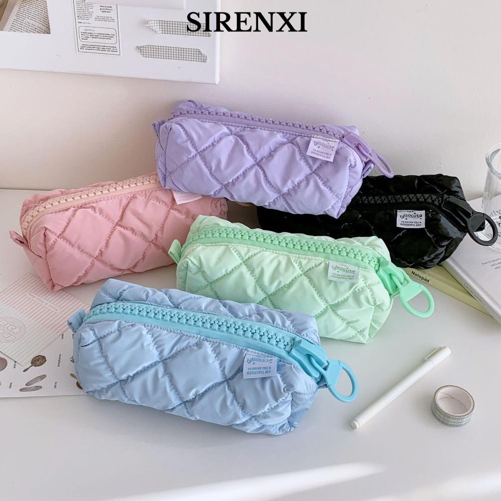 Túi đựng mỹ phẩm SIRENXI, Túi đựng đồ dùng học tập dung tích lớn, có dây kéo màu kẹo Hộp đựng bút chì Polyester