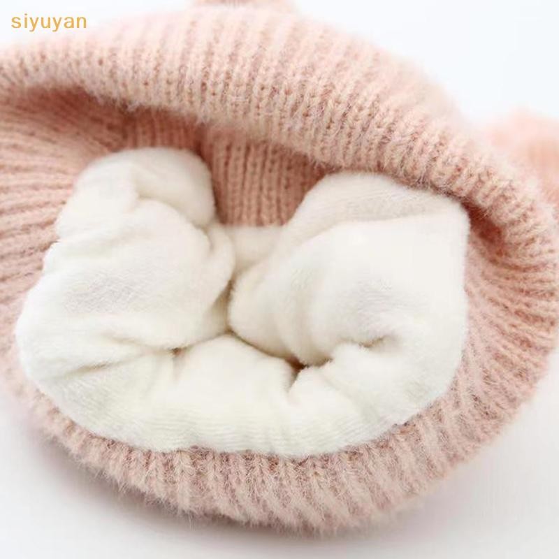 Siyuyan Gấu Dễ Thương Beanie Mũ Cho Bé Hoạt Hình Mũ Dệt Kim Ấm Áp Thu Đông Tập Đi Mũ Bảo Vệ Tai VN