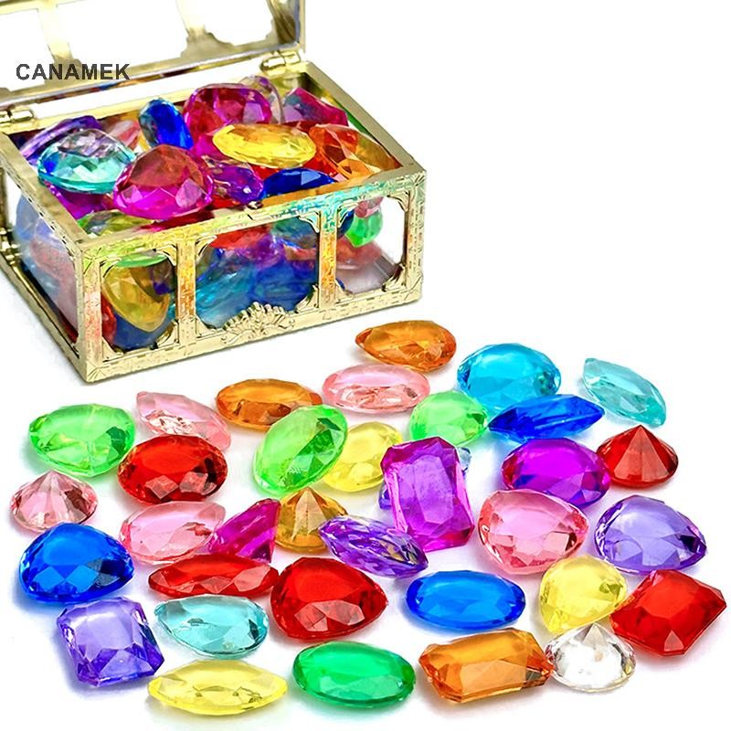 Canamek 1 Bộ Trẻ Em DIY Phụ Kiện Hộp Pha Lê Kho Báu Đồ Chơi Trẻ Em Acrylic Nhiều Màu Sắc Đá Quý Lớn Nhựa Trang Sức CSF