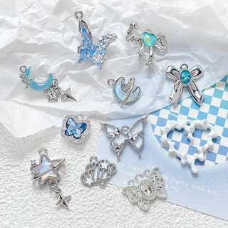 [Sea Salt Blue Series] Hợp Kim Trái Tim Tình Yêu Bướm Mây Mặt Trăng Mặt Dây Chuyền diy Handmade Vòng Tay Vòng Cổ Phụ Kiện