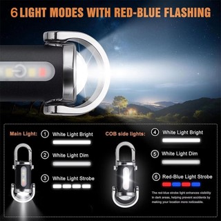 Đèn pin móc khóa FEASTLY LED siêu sáng, sạc lại bằng USB - Đỏ/Xanh, dùng ngoài trời
