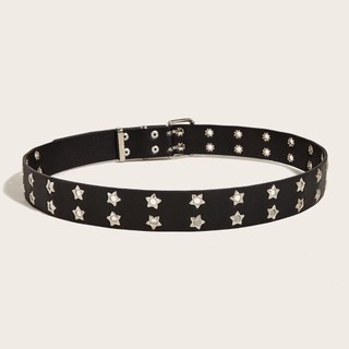 Thắt lưng da Hip-Hop Gothic phong cách Punk Rock với thiết kế mắt sao Star Eyelet