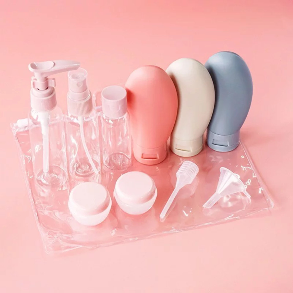 Bộ Chiết Mỹ Phẩm Du Lịch 10 Món Cao Cấp - Set Chiết Mỹ Phẩm 10 Chi Tiết Tiện Lợi DT004